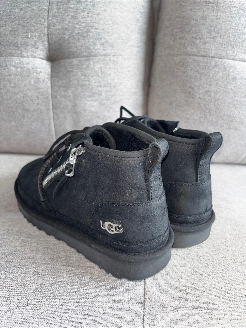UGG Men's Black Suede Chukka Boots with Side Zip and Laces. New w/tags